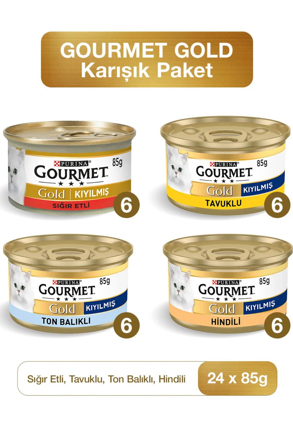 GOURMET GOLD KIYILMIŞ KARIŞIK KEDİ KONSERVESİ 85 GR (24 ADET)