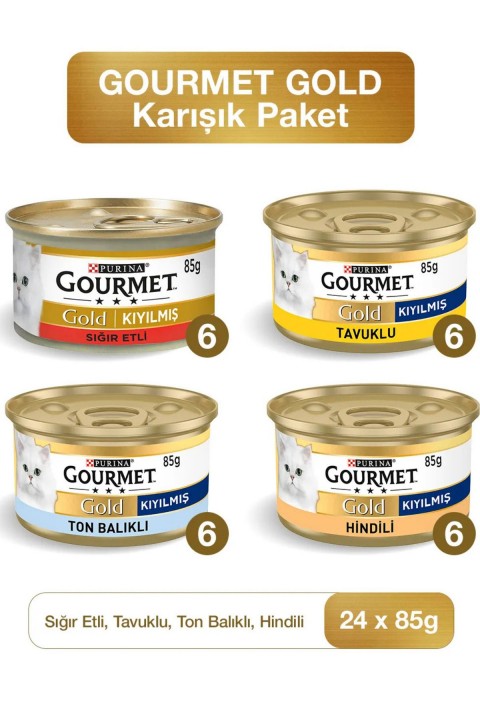 GOURMET GOLD KIYILMIŞ KARIŞIK KEDİ KONSERVESİ 85 GR (24 ADET)