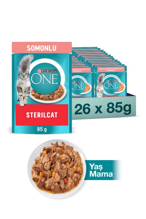PURINA ONE Pouch Kısır Somon & Havuçlu Kedi Yaş Mama 85 GR - 26 ADET