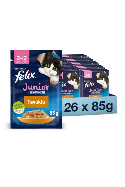 FELIX Yavru Tavuklu Pouch Yaş Kedi Maması 85 Gr - 26 Adet