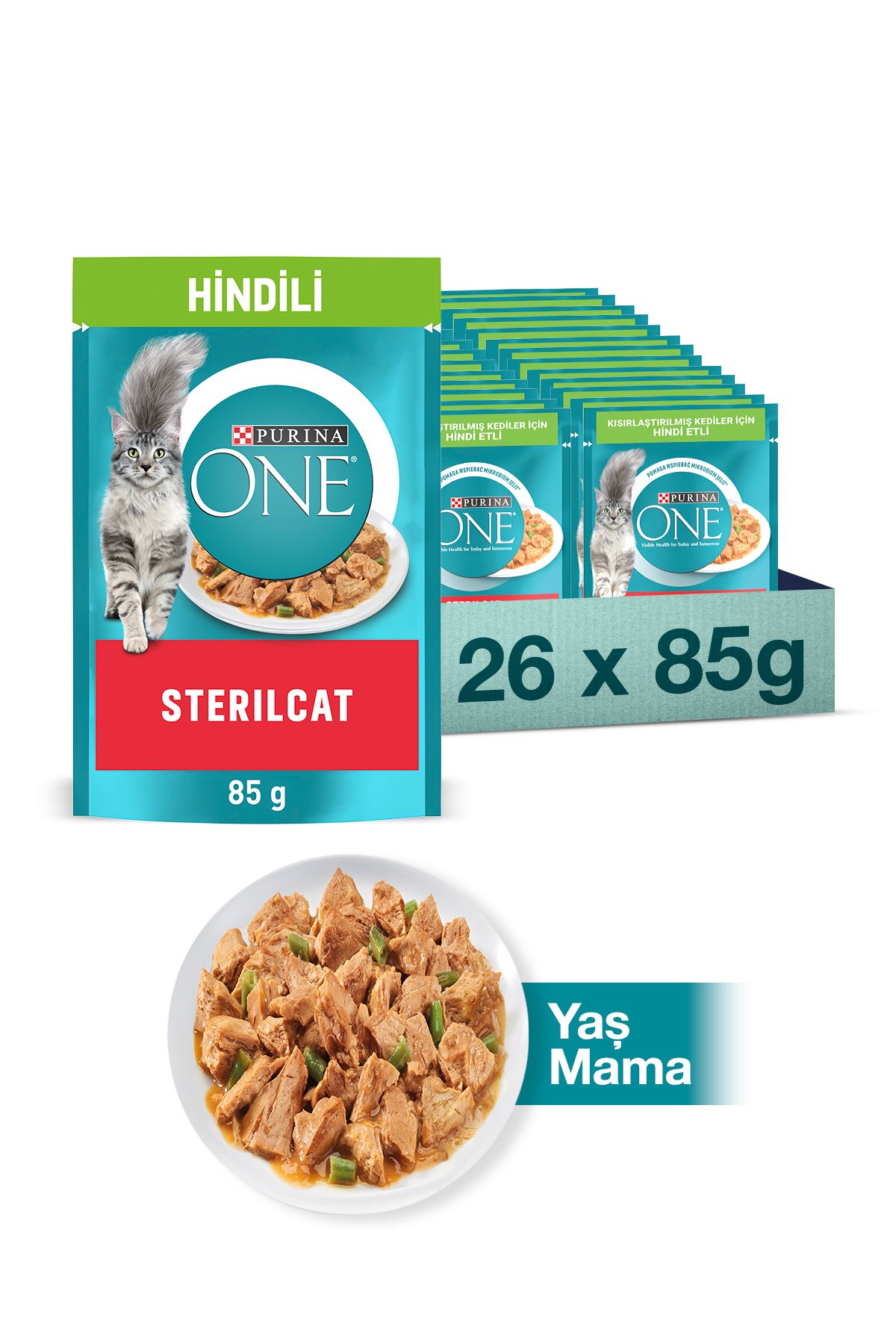 PURINA ONE Pouch Kısır Hindi & Fasulyeli Kedi Yaş Mama 85 Gr - 26 ADET PURINA ONE Pouch Kısır Hindi & Fasulyeli Kedi Yaş Mama 85 Gr - 26 ADET
