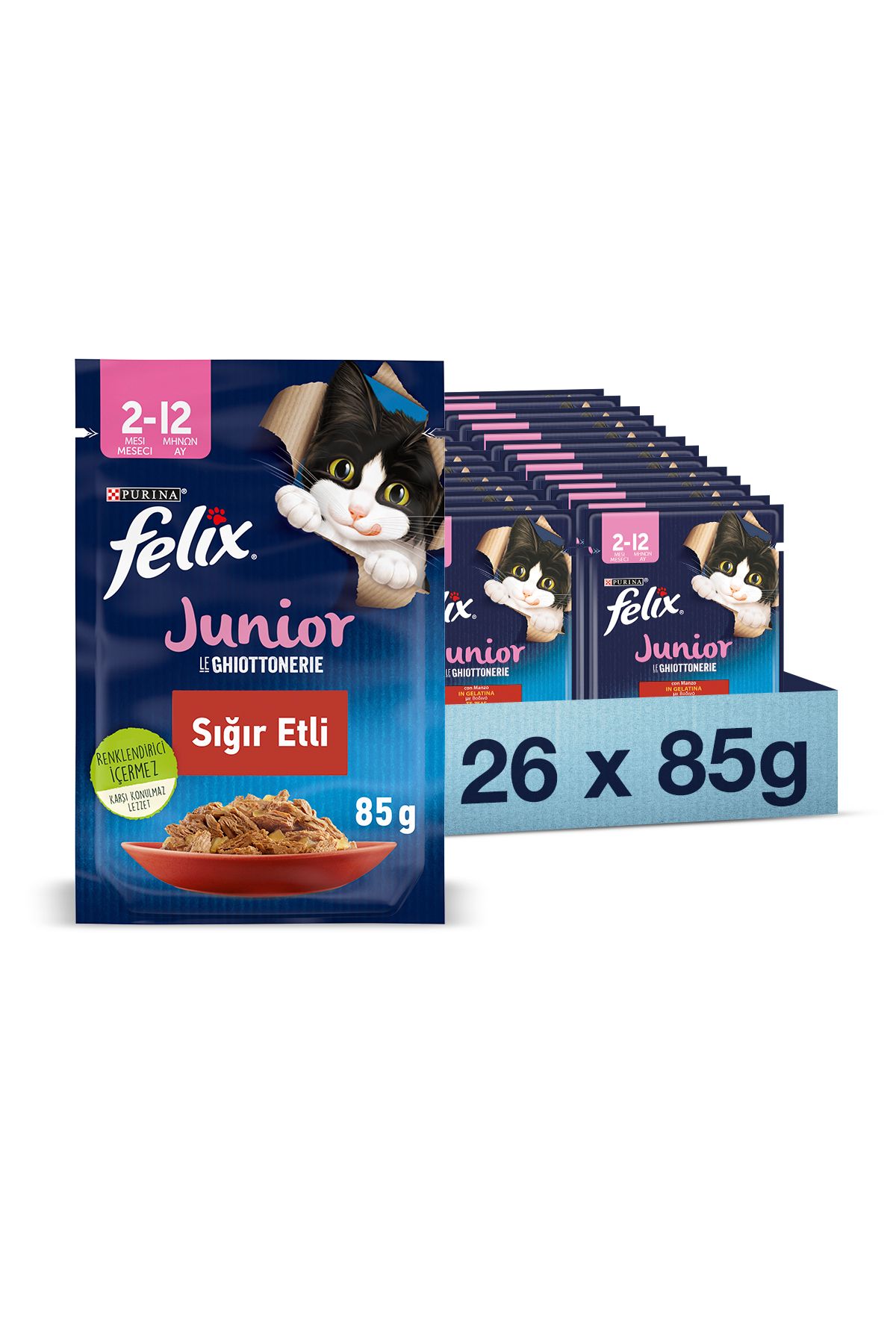 FELIX Yavru Sığır Etli Pouch Yaş Kedi Maması 85 Gr - 26 Adet